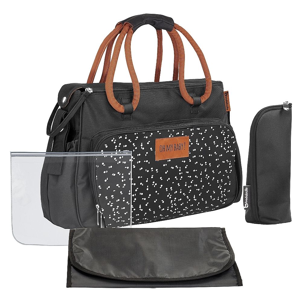 Sac à langer boho noir camel - NOIR CAMEL - BADABULLE ...