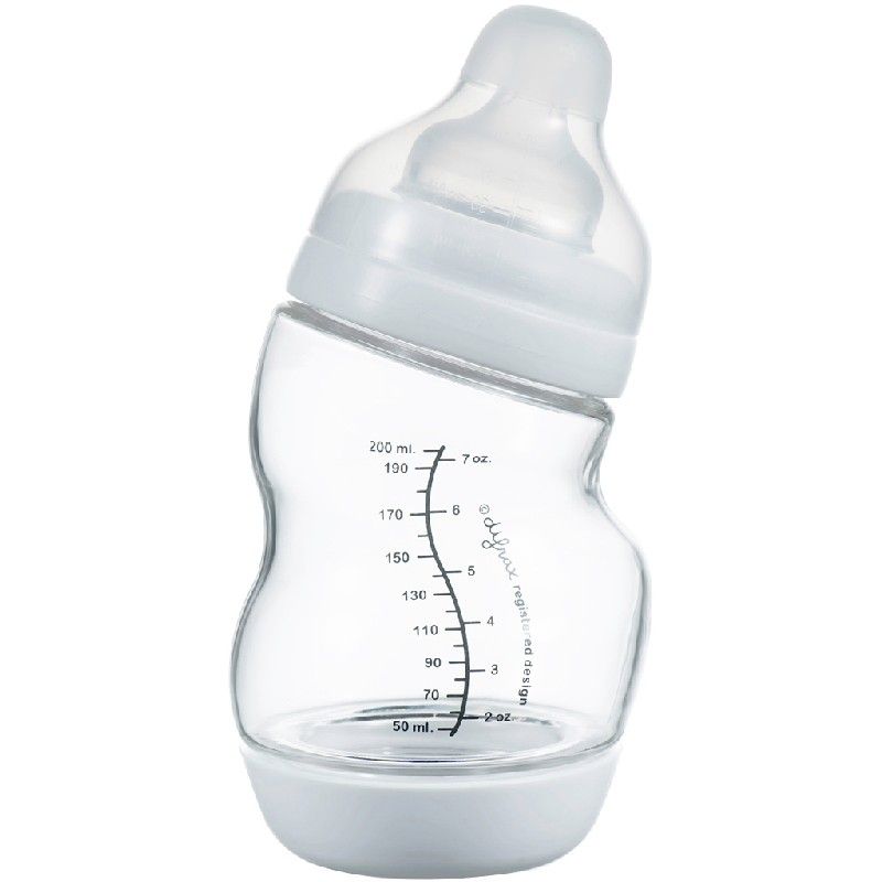 Difrax Biberon Verre Anti-Colique 310 Ml Blanc – Ergonomique, Dès La Naissance, Idéal Allaitement Mixte, Anti-Reflux
