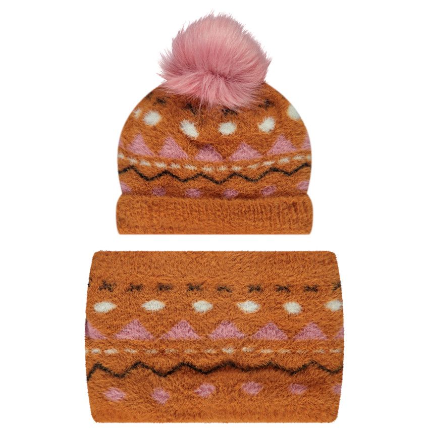 Orchestra Ensemble bonnet et snood en tricot imprimé fantaisie