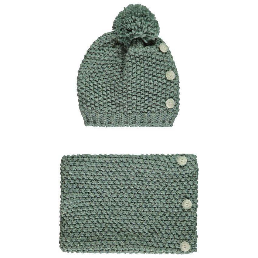 Orchestra Set bonnet snood en tricot point de blé et lurex pour