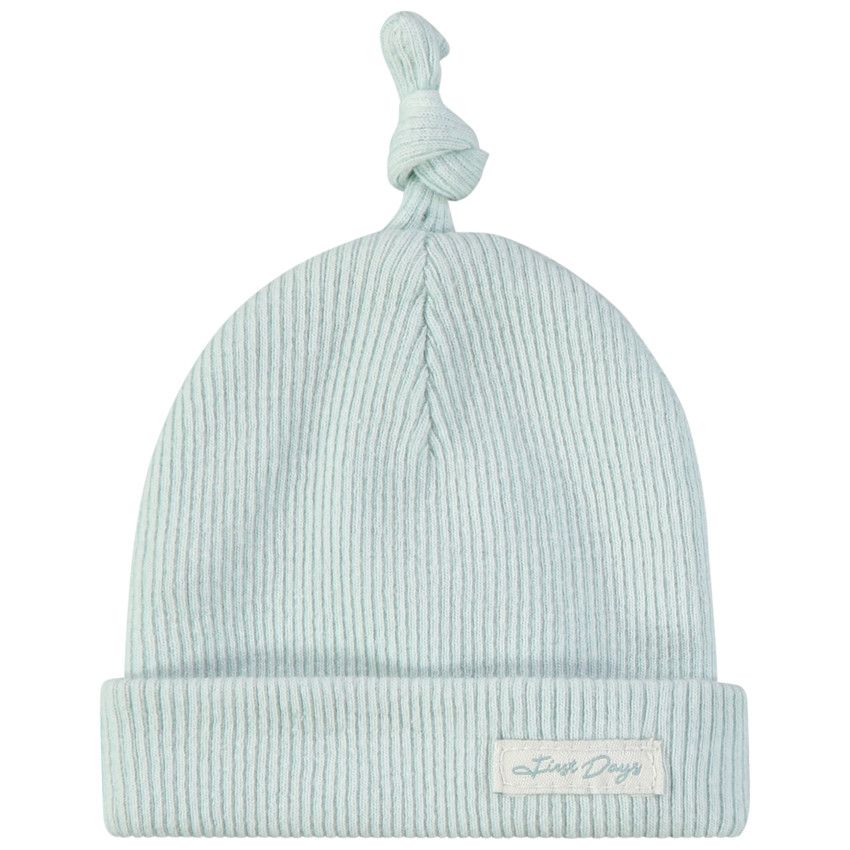 Orchestra Ribbed baby bonnet with knotted effect Blue Birth kit Baby boy Orchestra