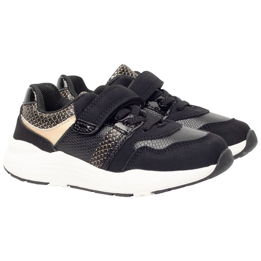 SAXO BLUES Sport sneakers with gold and snake inserts for girls Black