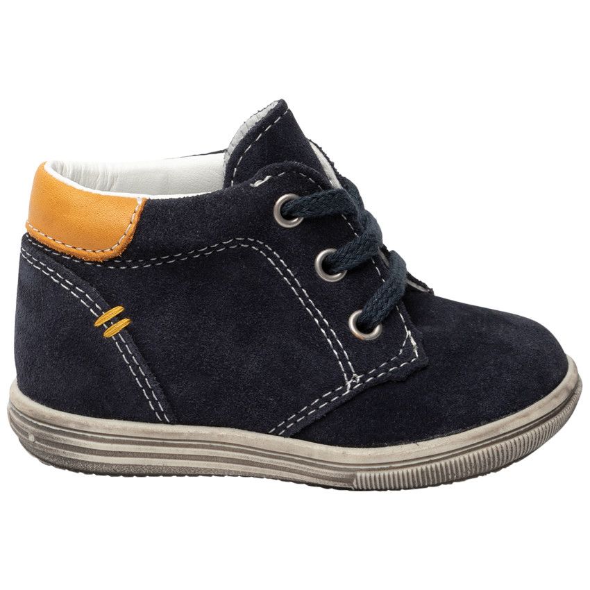 Navy blue leather baby boy booties