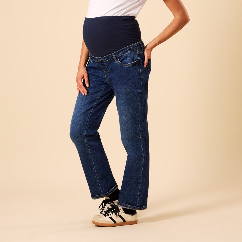 PREMAMAN Jean straight de grossesse avec bandeau haut Bleu 38