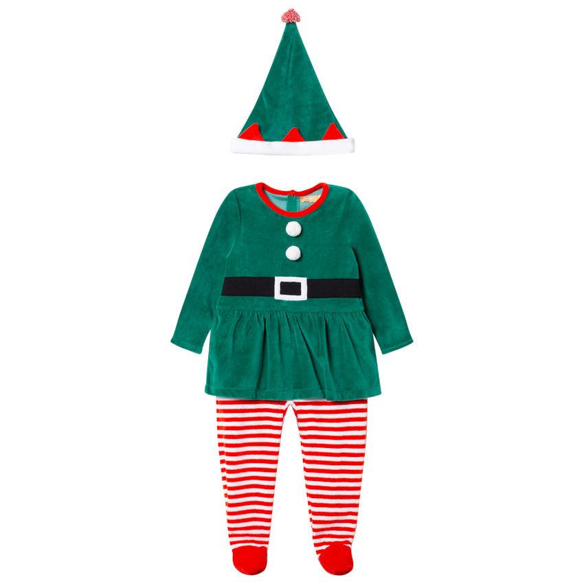 dPois Fille Garçon Pyjama Noël Bébé Lutin Elf Costume Noël Coton