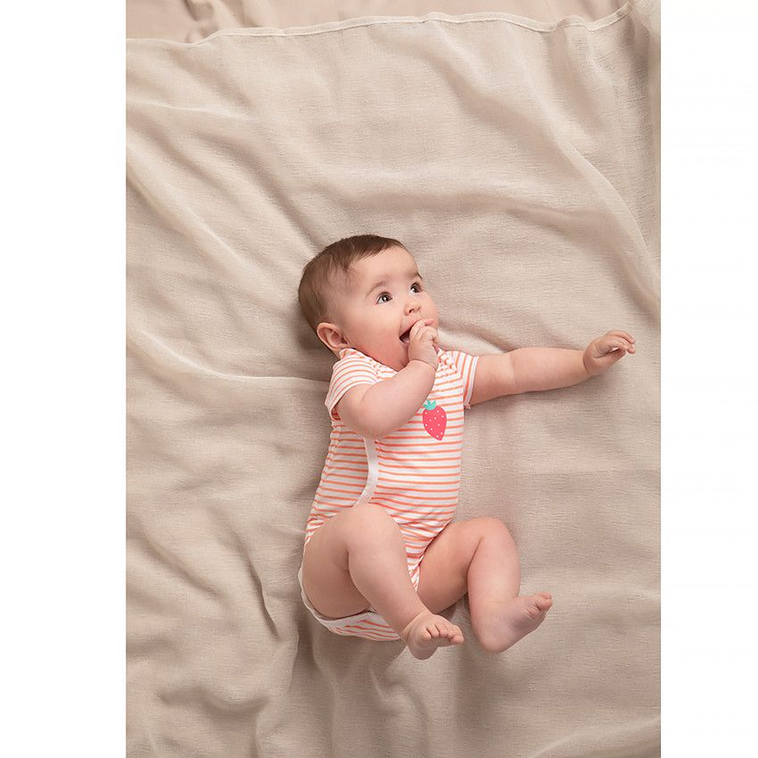 Orchestra Lot de 7 bodies imprime fruits pour bebe fille Blanc 18 mois Body Bebe fille Orchestra