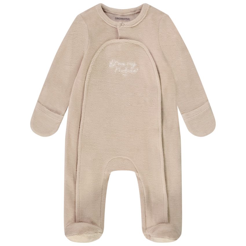 Orchestra Dors bien en velours avec broderie pour bebe Beige Premature Pyjama dors bien Bebe fille Orchestra