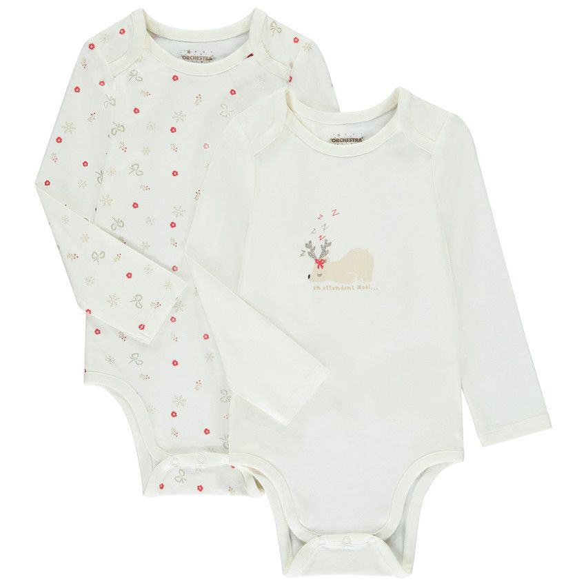 Orchestra Set of long-sleeved baby girl Christmas onesies with