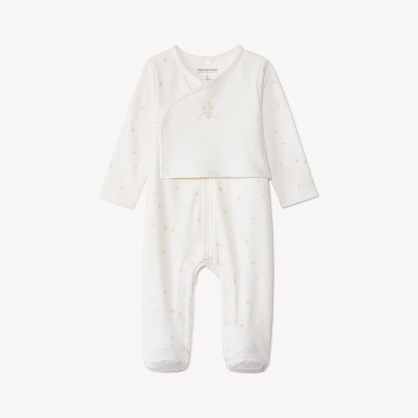 Orchestra Dors-bien zippé et imprimé effet en pour bébé Ecru - Main Image