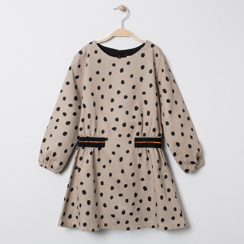 Orchestra Robe manches longues à pois allover Beige moyen 12 ans