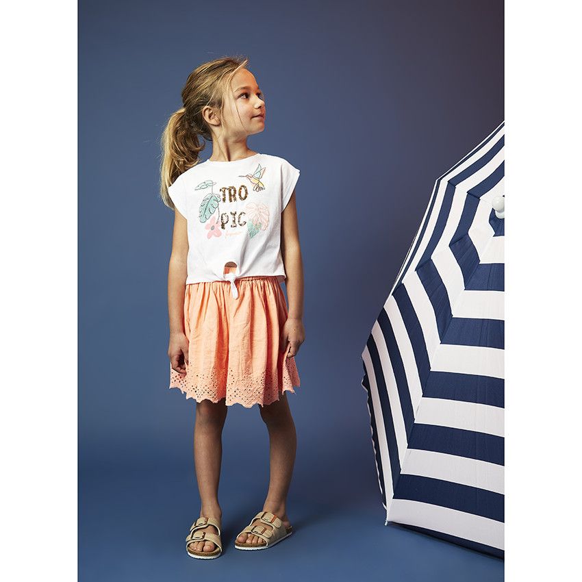 Orchestra Jupe courte patineuse avec broderie anglaise pour fille Orange 6 ans Jupe short Fille Orchestra