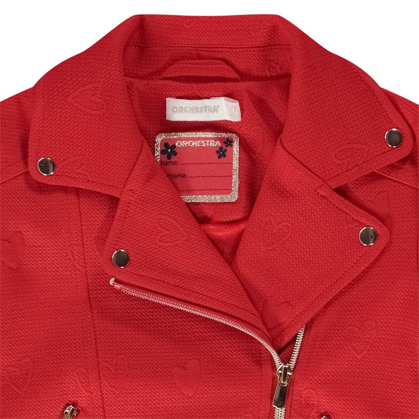 Orchestra Veste perfecto motifs c urs en jacquard pour fille Rouge 6 ans Pull gilet sweat Fille Orchestra