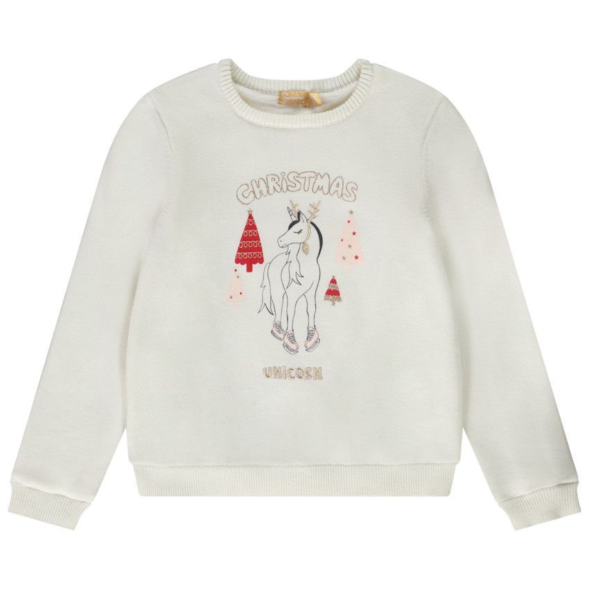 Orchestra Pull de Noel en tricot pour fille Ecru 10 ans Pull gilet sweat Fille Orchestra