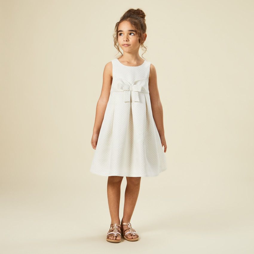 Orchestra Robe de ceremonie en jacquard avec n ud pour fille Ecru 10 ans Ceremonie et fetes Fille Orchestra
