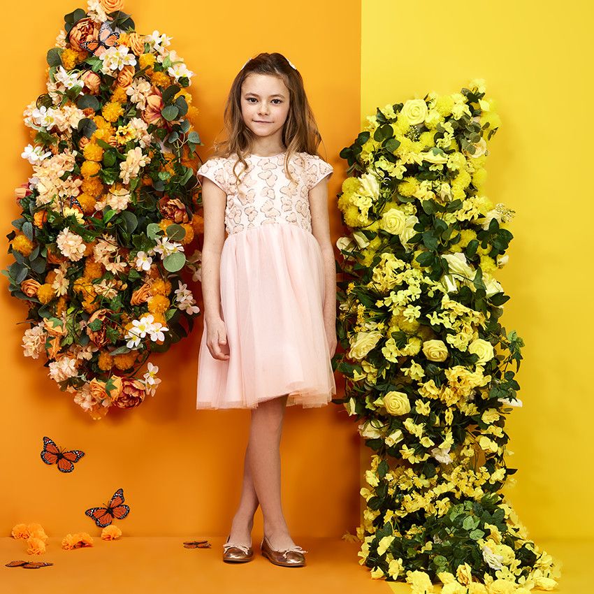 Orchestra Robe de ceremonie en tulle avec papillons en sequins pour fille Rose 3 ans Robe Fille Orchestra