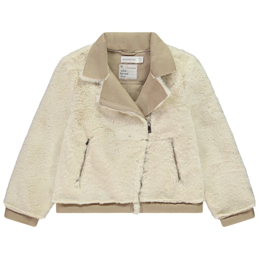 Orchestra Perfecto en fausse fourrure contrecollee suedine pour fille Beige 5 ans Veste manteau parka Fille Orchestra