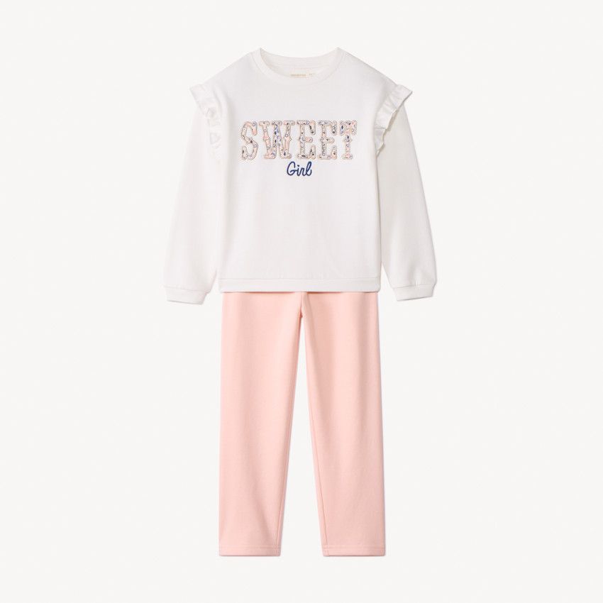 Orchestra Ensemble jogging molleton printé pour fille Ecru ans