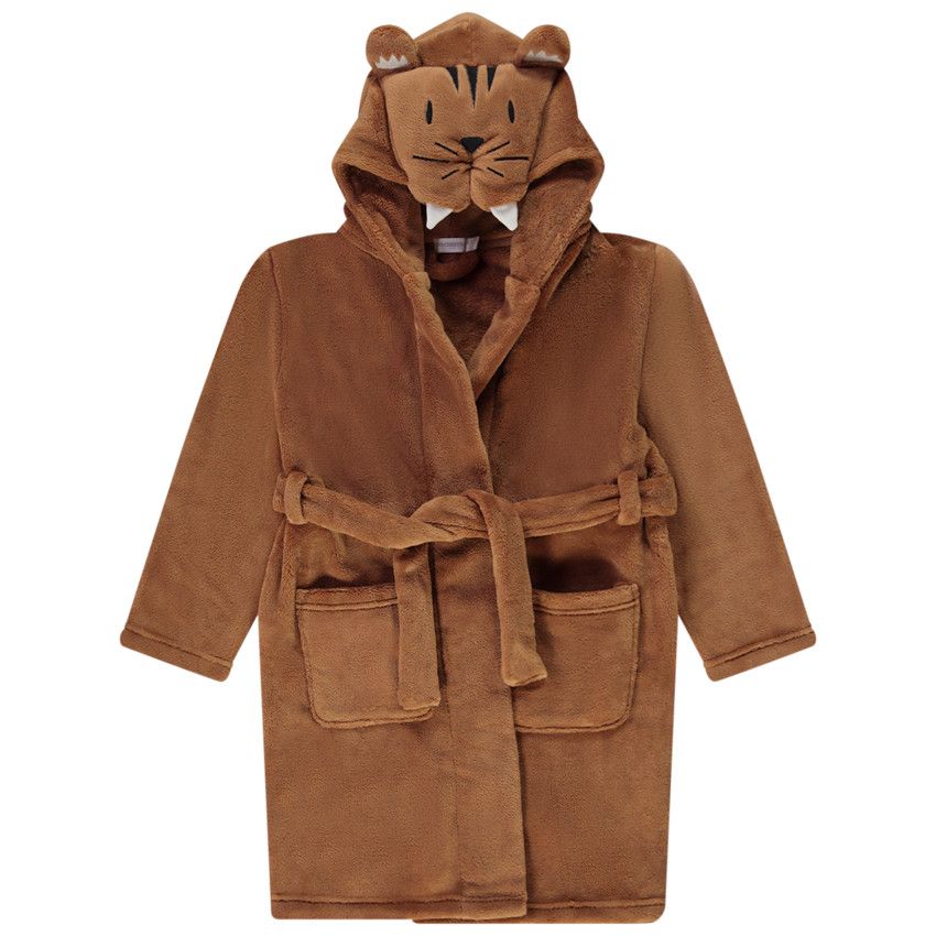 Orchestra Robe de chambre a capuche ludique en sherpa pour garcon Marron 6 ans Pyjama robe de chambre Garcon Orchestra