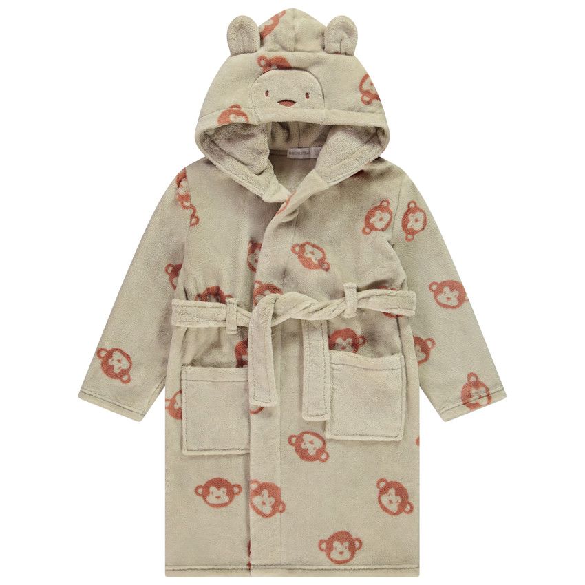 Orchestra Peignoir eponge imprime singes a capuche ludique pour garcon Beige 10 ans Pyjama robe de chambre Garcon Orchestra