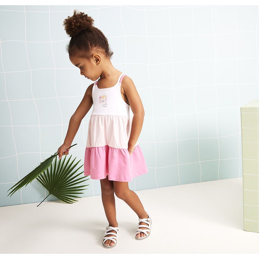 Orchestra Robe à double bretelles effet dégradé pour bébé fille Blanc