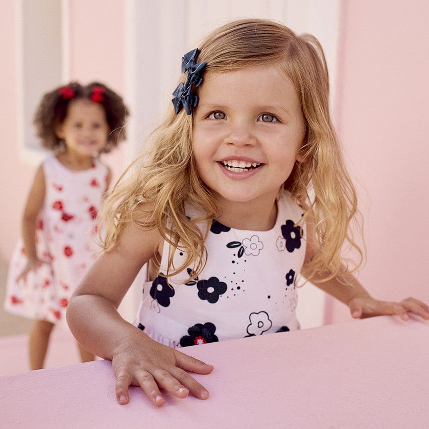 Orchestra Robe sans manches imprime fleurs pour bebe fille Blanc 18 mois Robe jupe Bebe fille Orchestra