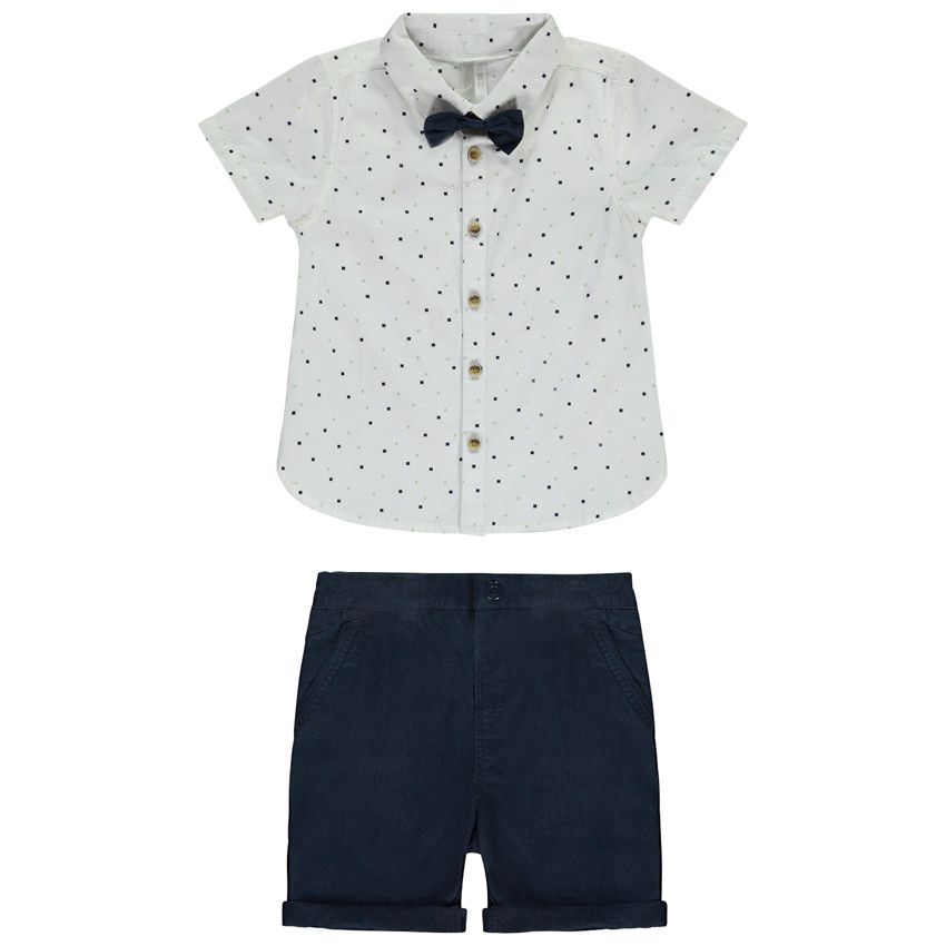 Orchestra 2-piece baby boy short set with bow tie White 23