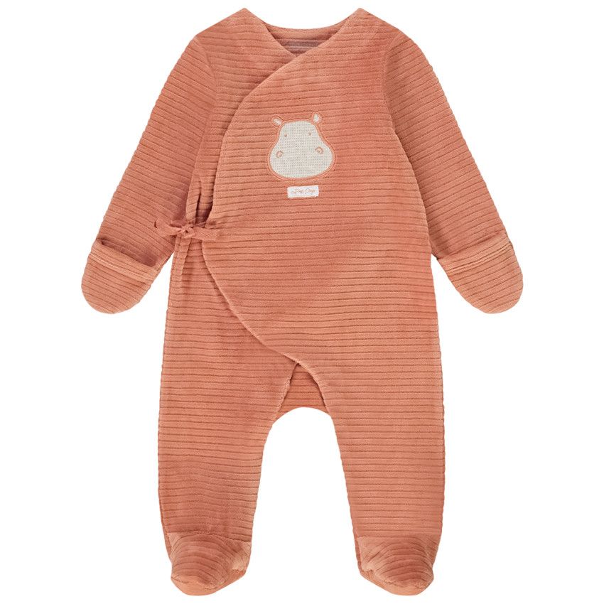 Orchestra Ottoman velvet embroidered hippopotamus crib for baby Brown 1 month Pyjamas sleep well Baby boy Orchestra