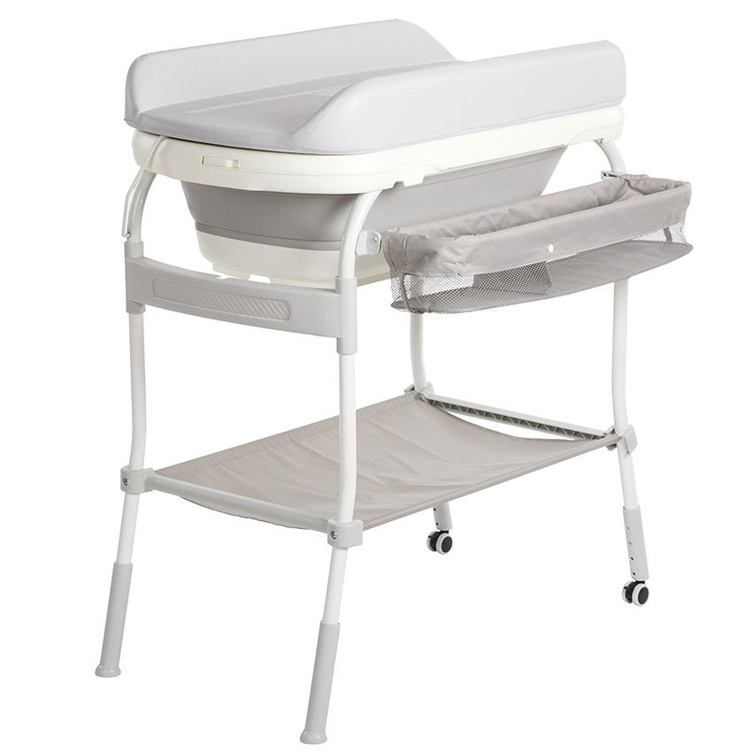 Table à Langer 2-en-1 Baninni Ramona Gris – Avec Baignoire Intégrée Et Rangement Pratique