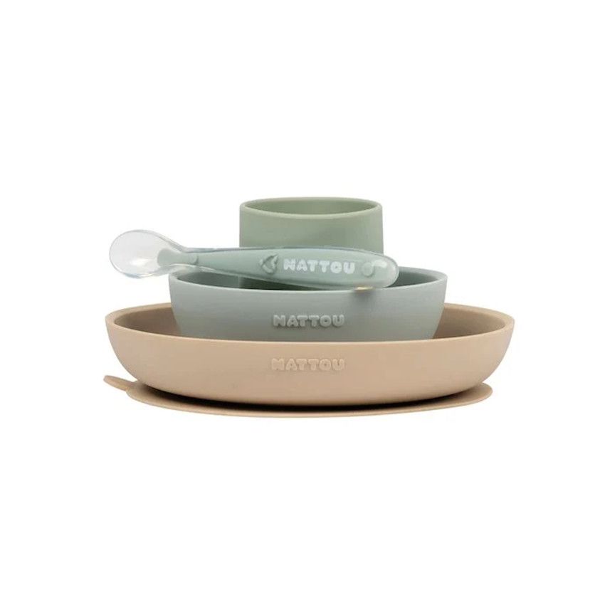 NATTOU Coffret repas silicone - sable-vert - Vaiss