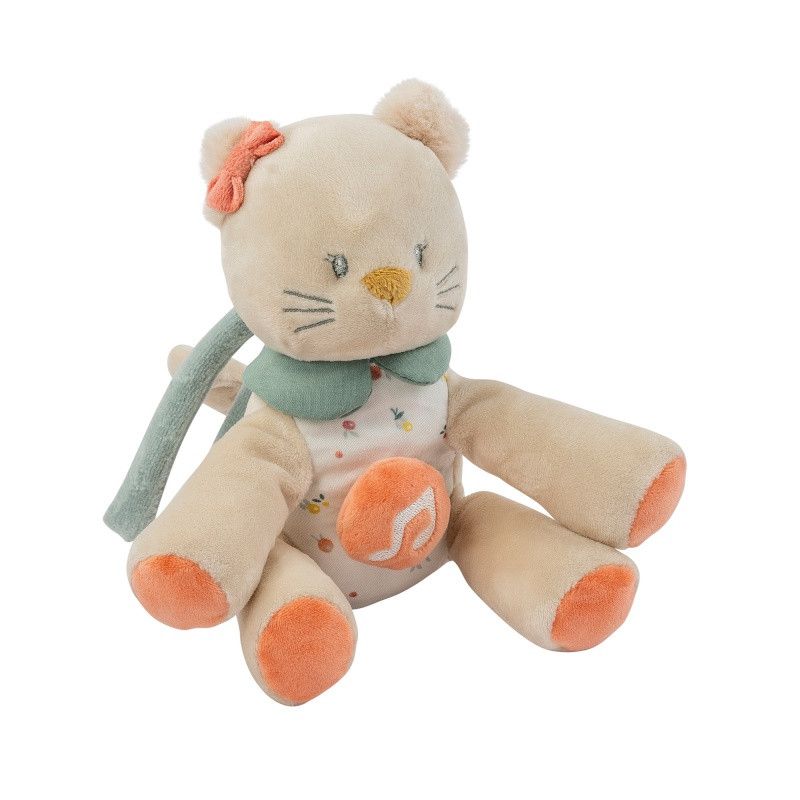 Nattou Mini-Doudou Vache Mila En Coton Et Velours Beige - 20 Cm Avec Hochet