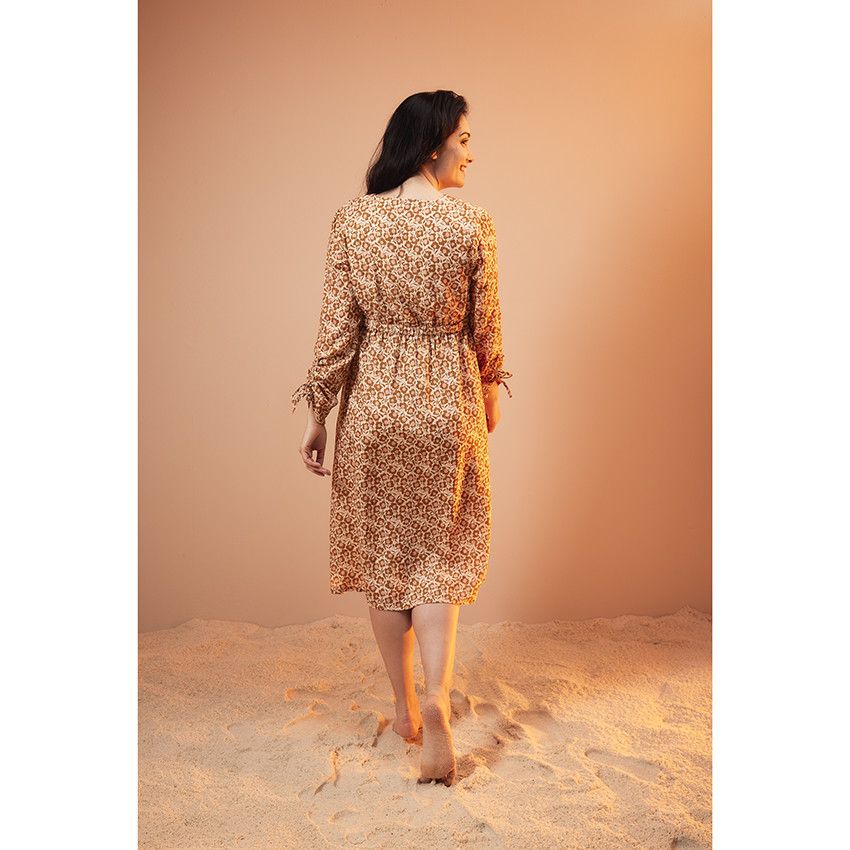 PREMAMAN Robe de grossesse et d allaitement manches longues imprime retro Ecru S Robe Future maman Orchestra