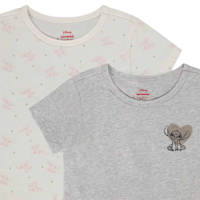 Orchestra Lot de 2 maillots de corps manches courtes Stitch Disney