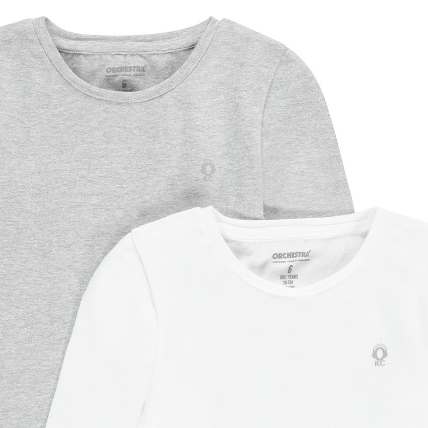 Orchestra Set of 2 boys' long sleeve undershirts White 8 years old