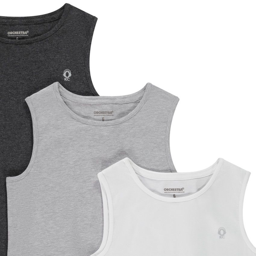 Orchestra Lot de 3 maillots de corps sans manches unis pour garcon Blanc 5 ans Sous vetement Garcon Orchestra