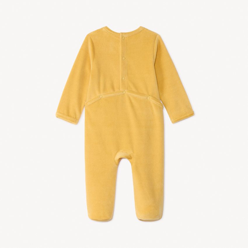 Combinaison Bébé En Velours Vert Anis Orchestra - Taille Naissance, Manches Longues, Motif Jungle