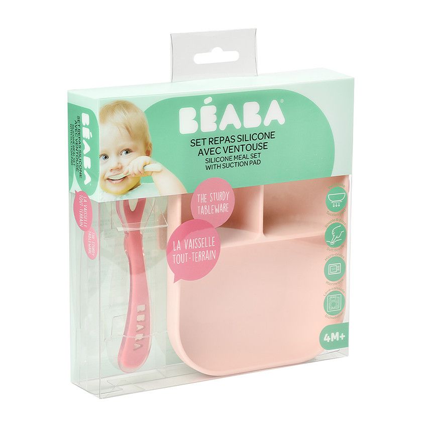 Beaba Set Repas Silicone Avec Ventouse Rose Repas 2eme Age Repas Orchestra