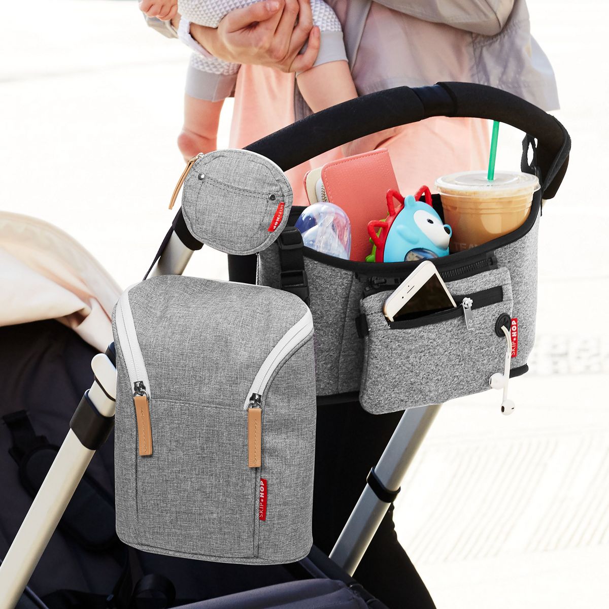 Skip Hop Sac Isotherme Pour Biberons Grab Go Grey Melange Sac A Langer Poussettes Orchestra