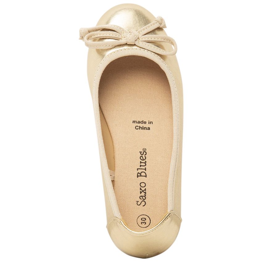 SAXO BLUES Golden ballerinas with metallic effect and bow for girl Yellow 28 Ballerinas Girl s shoes Orchestra