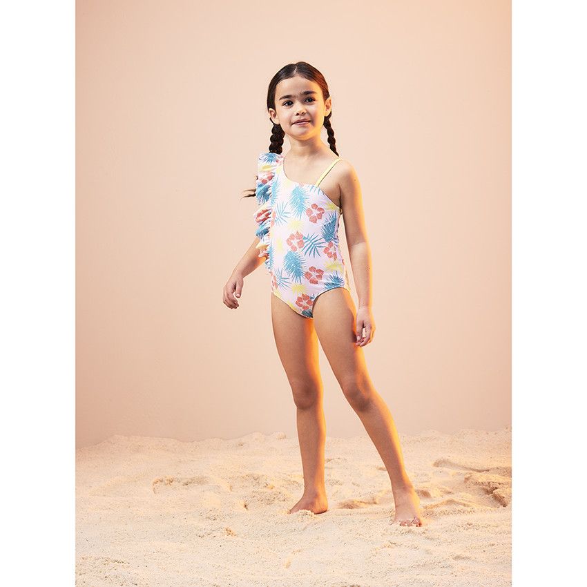 Orchestra Maillot de bain 1 piece a bretelles asymetriques pour fille Blanc 8 ans Maillot de bain et plage Fille Orchestra