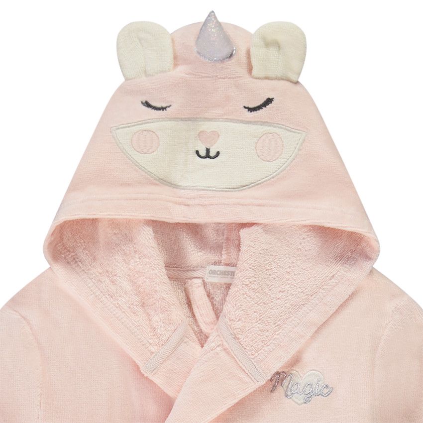 Orchestra Peignoir eponge a capuche ludique licorne pour fille Rose 3 ans Accessoires Fille Orchestra