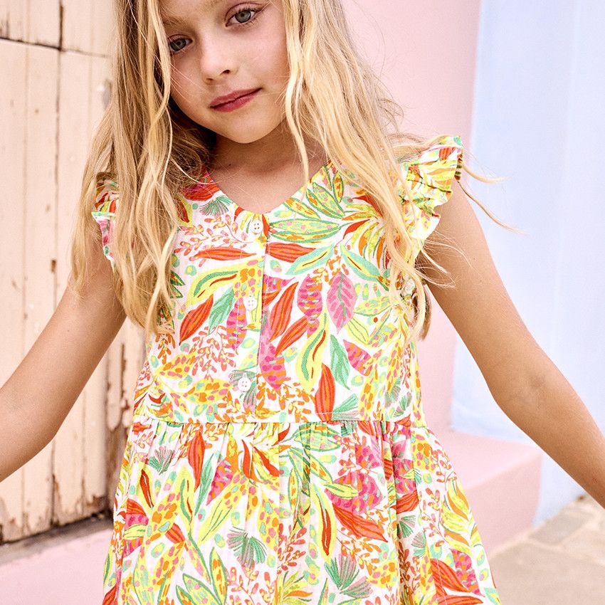 Orchestra Robe sans manches imprime vegetal pour fille Blanc 6 ans Robe Fille Orchestra
