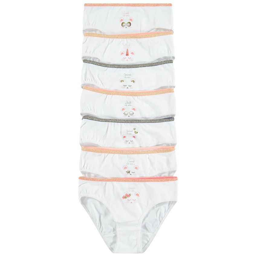 Orchestra Lot de 7 culottes en coton avec souris printée et taille