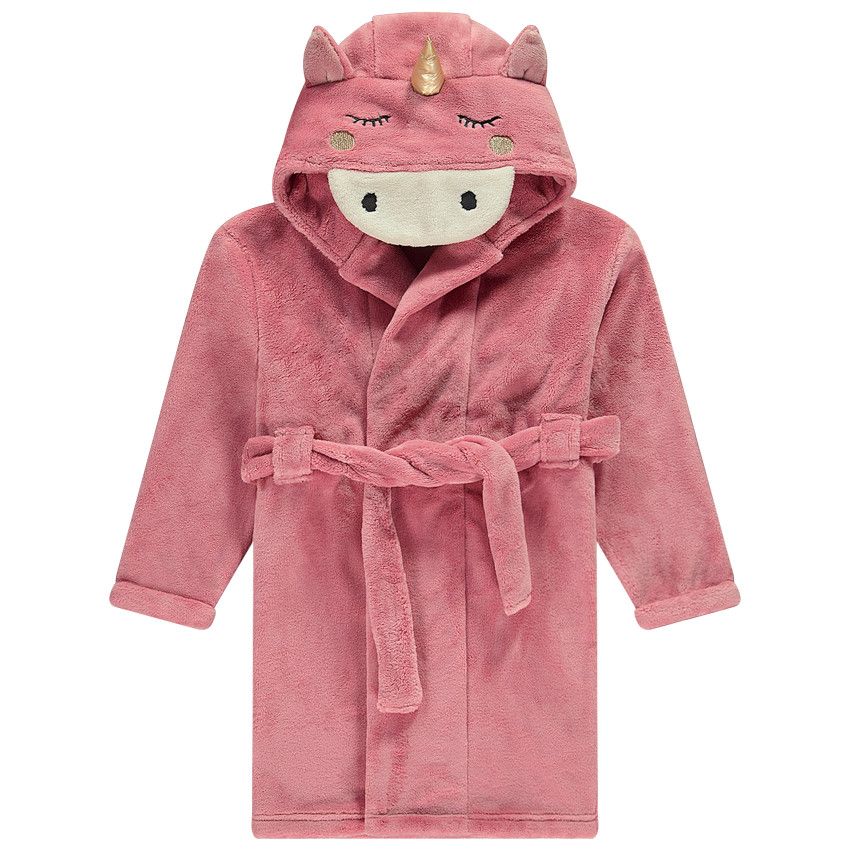 Orchestra Robe de chambre unie en sherpa avec capuche licorne fantaisie pour fille Rose 10 ans Pyjama robe de chambre Fille Orchestra