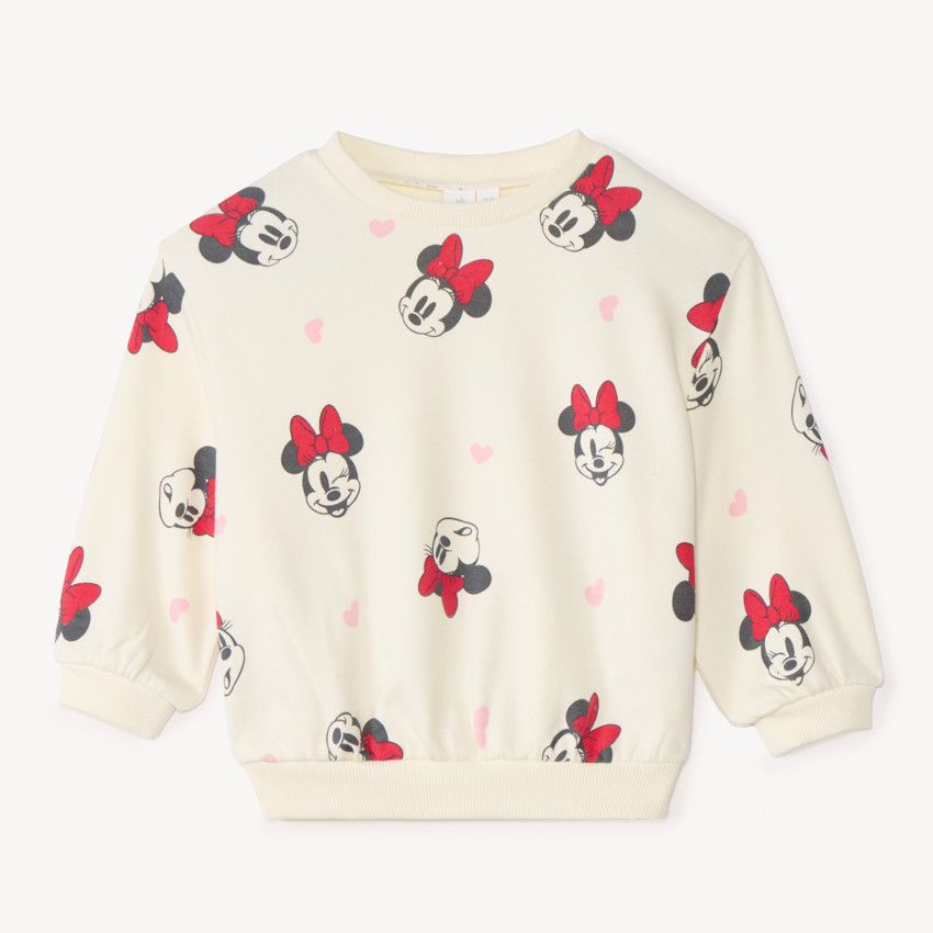 T-shirt Bébé Primark Blanc – 3-6 Mois – Manches Longues – Minnie Mouse