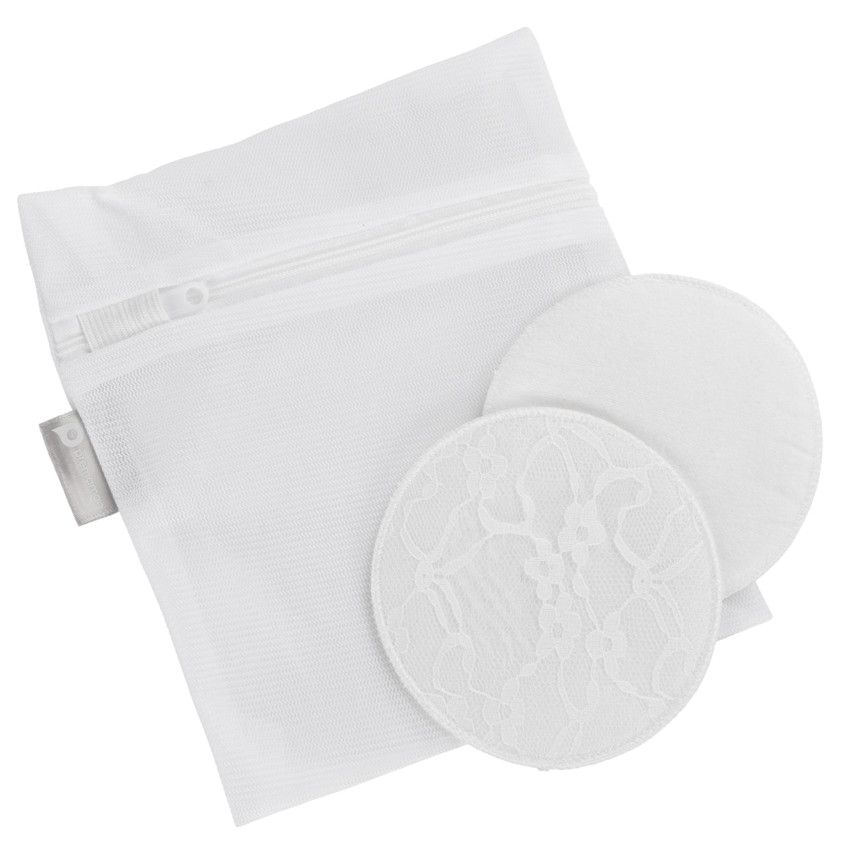 Orcetra Shell PREMAMAN Pack of 6 washable nursing pads in lace + mesh White - Nursing ...