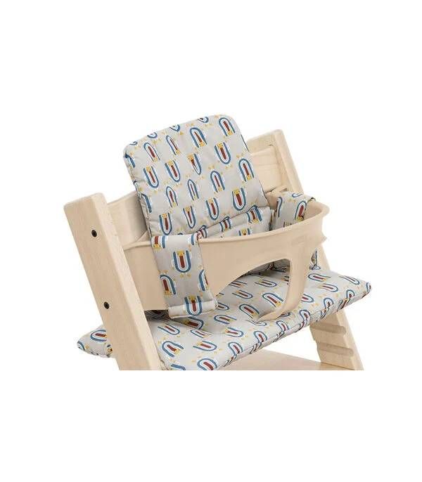 Coussin D'assise Et Dossier Pour Chaise Haute Stokke Tripp Trapp - En Coton Bio Et TPU Imperméable, Motif Animaux, Amovible