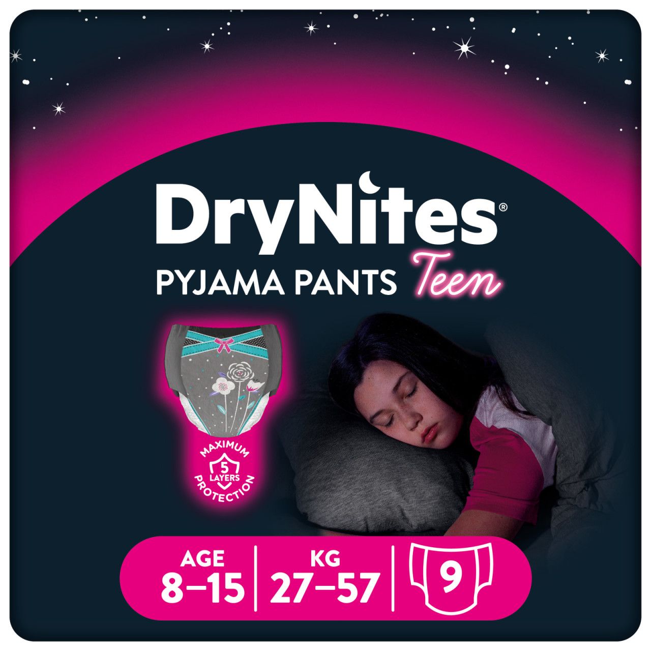 HUGGIES DryNites Sous-vêtements 8-15 ans (27-57 kg) papillon