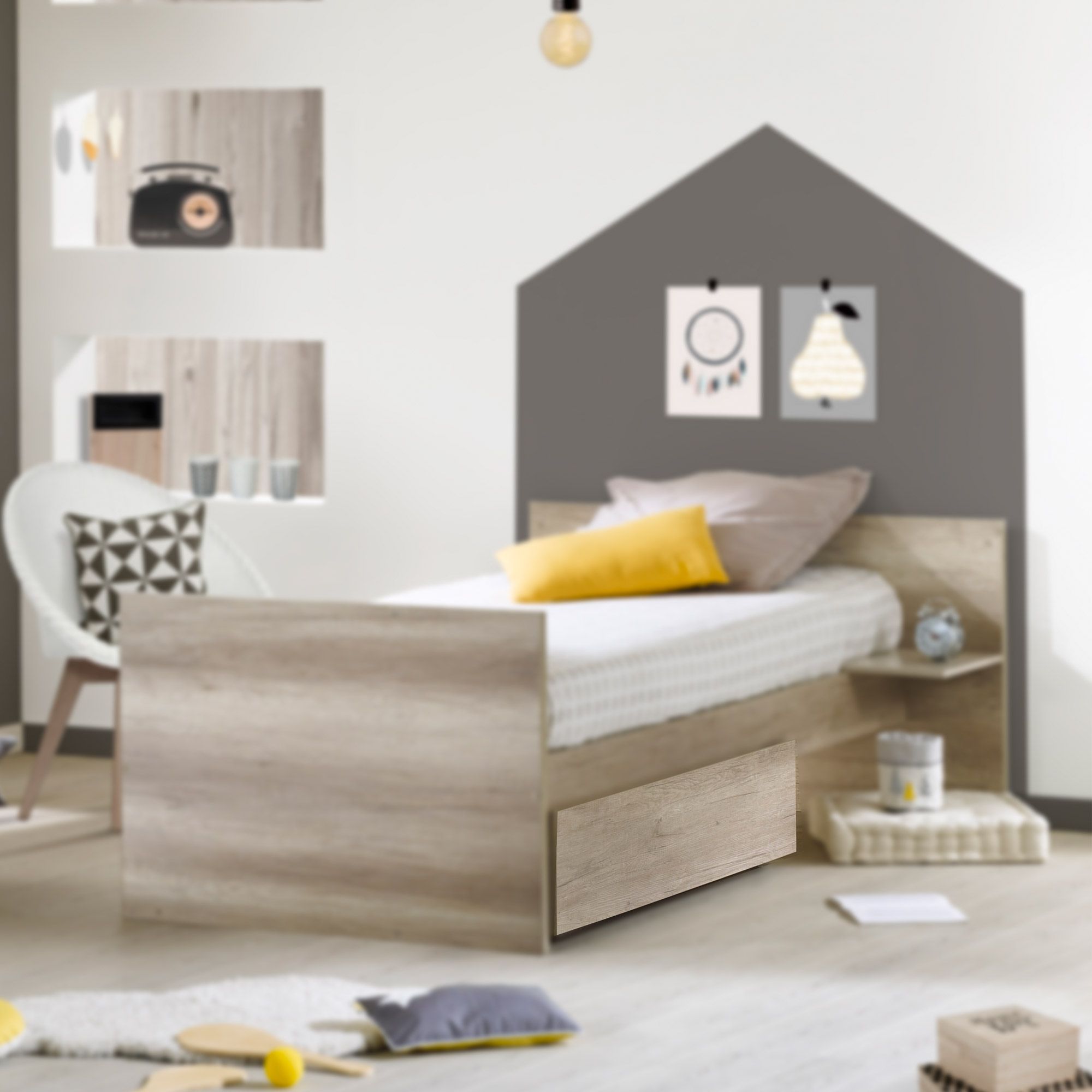 SAUTHON tiroir pour lit chambre Emmy chêne coton