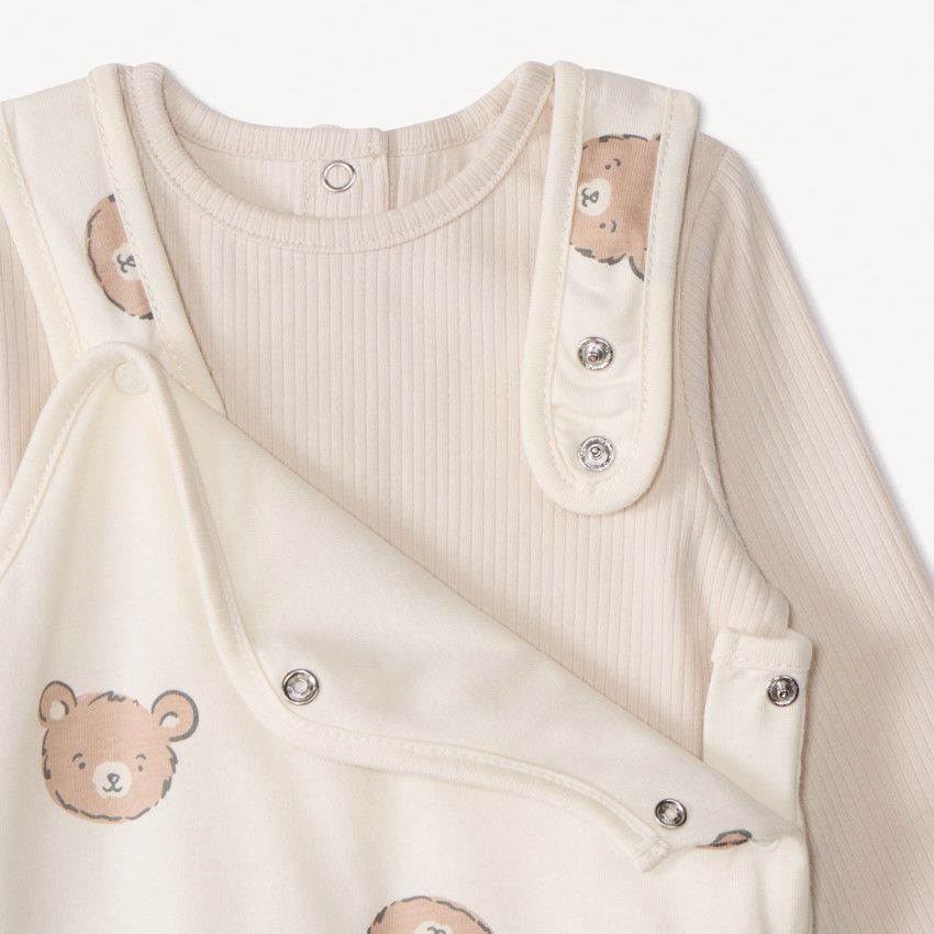 Salopette Courte 3 Pièces Bébé Fille - Haut Imprimé Cerises, Tailles 0-3 à 9/12 Mois
